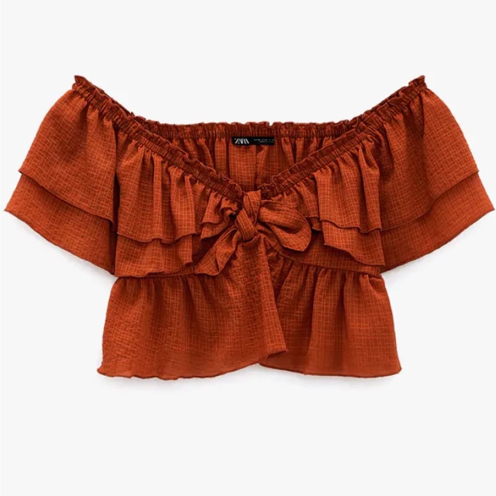 Zara Orange Off the Shoulder top